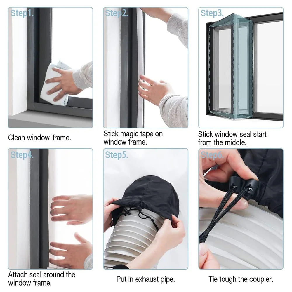 3m/4m Portable Air Conditioner Window Seal Universal Adjustable Sealing Cloth with Weatherproof Fabric Strip for Push Up Windows