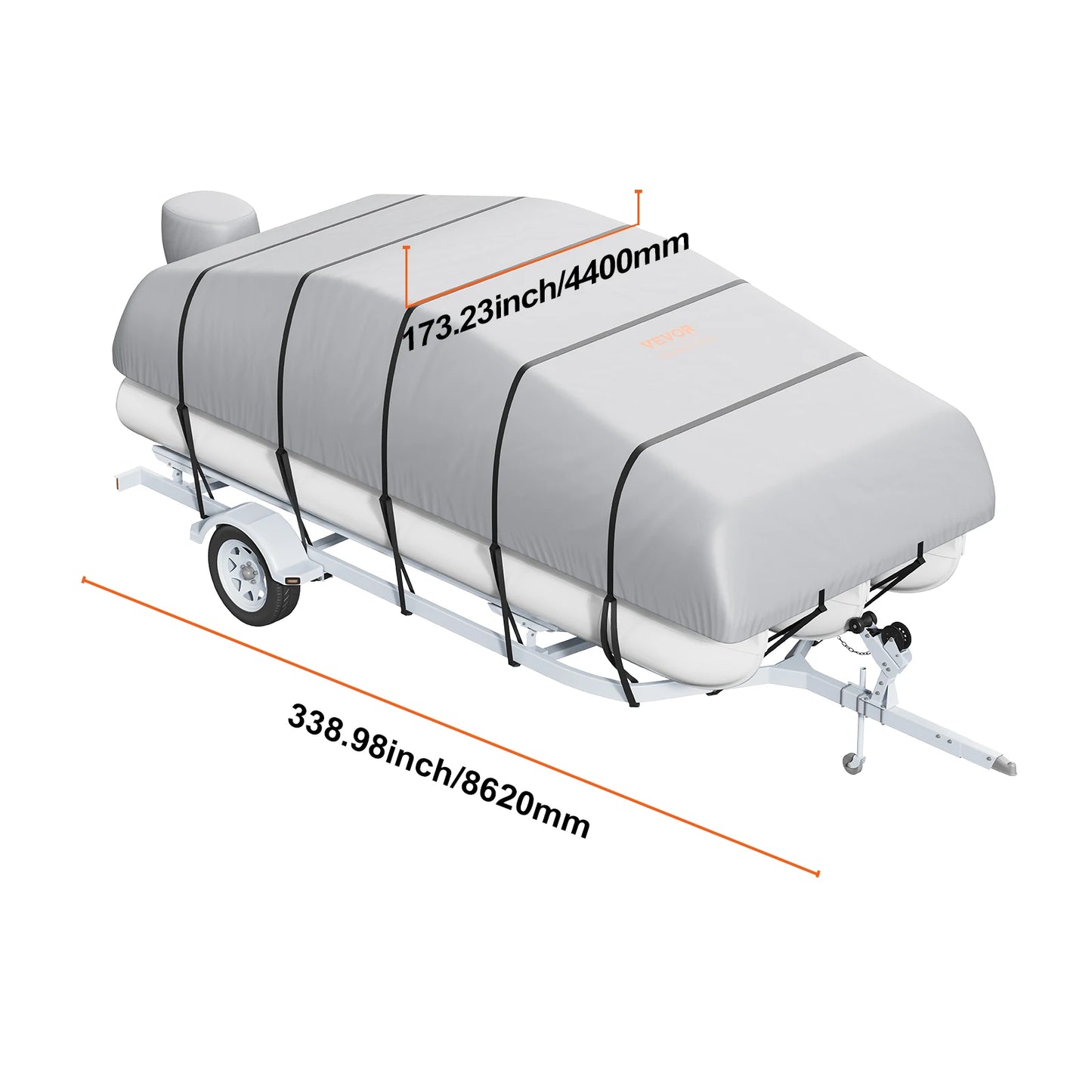 VEVOR Pontoon Boat Cover 19'-20' Waterproof Trailerable Pontoon Cover 800D Marine Grade PU Oxford Fabric with Motor Cover Grey