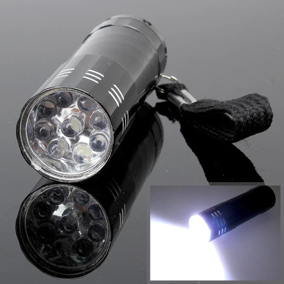 9LED Mini Flashlight Battery Powered Portable Camping Flashlight Handheld Super Bright Light for Outdoor Hiking Fishing
