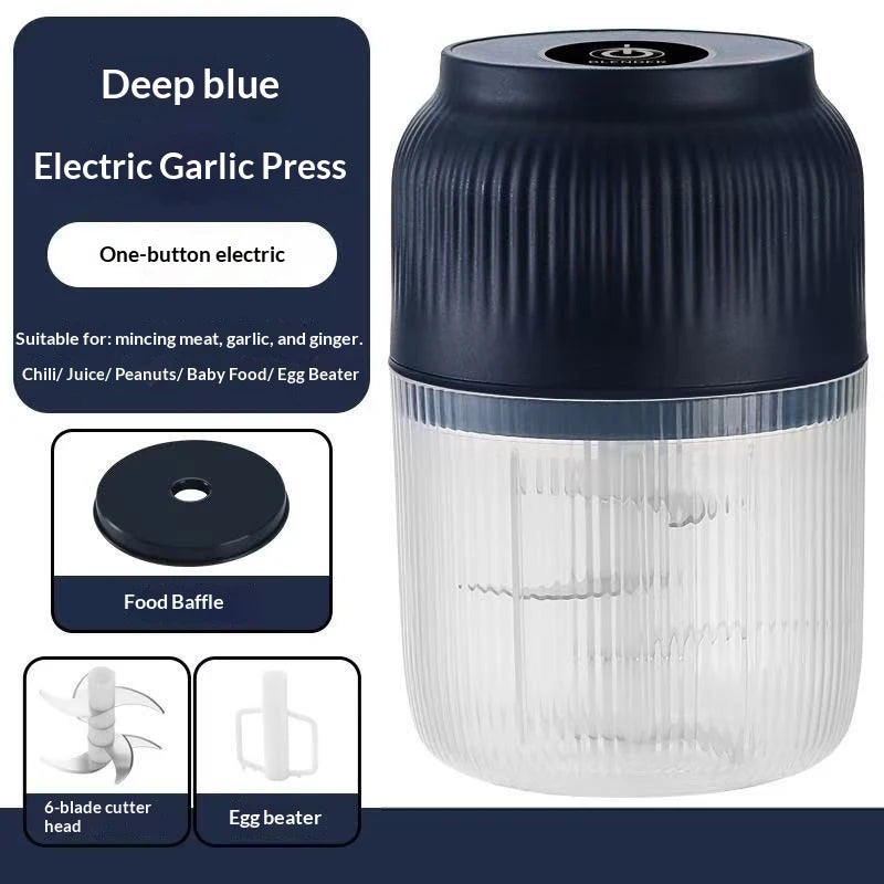 New Electric Garlic Puree Blender Kitchen Mini Food Chopper Meat Grinder With 6 Stainless Steel Blades Small Vegetable Chopper