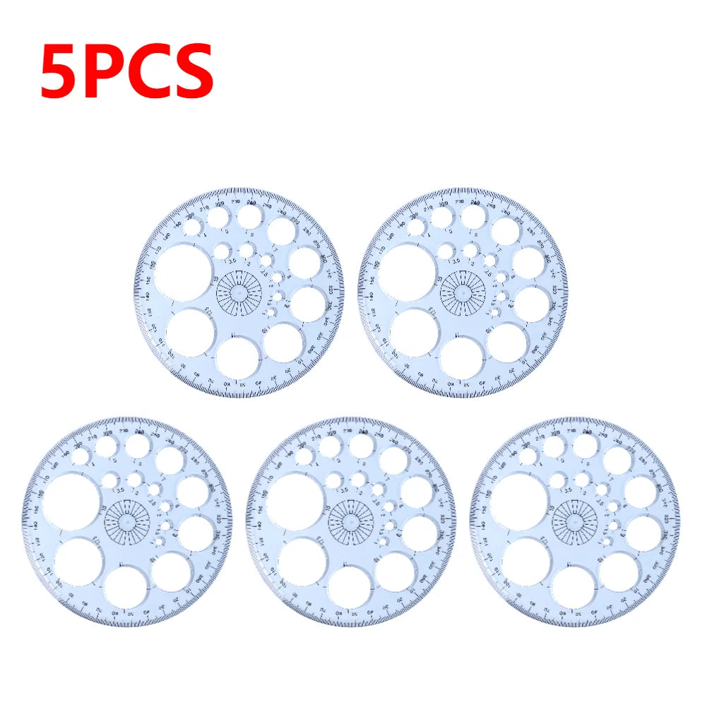5-1PC Multifunction Geometric Template Plastic Measuring Ruler Circles Drawing Shape Geometric Drawing Stencils Tools for Office