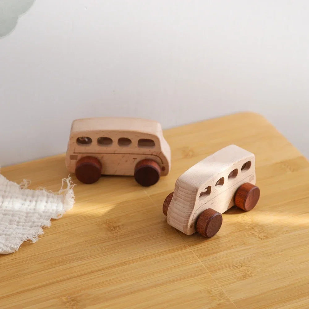 Wooden Toys Plane Helicopter Bus Boat Montessori Education Toys for 1 Year Old Wooden Transportation Blocks Cartoon Cat Toys