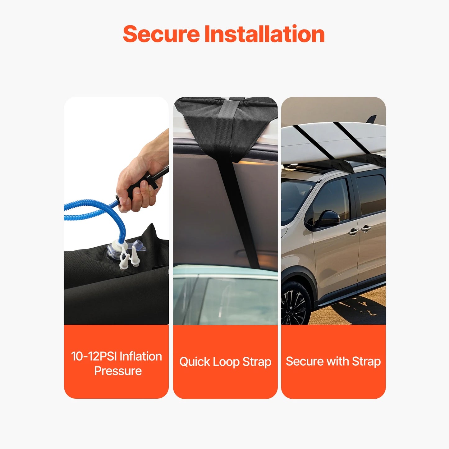 SucceBuy Inflatable Soft Roof Rack Bars 37.6-Inch Universal Car Roof Rack Pads Luggage Kayak Carrier for Canoes Surfboards SUPs