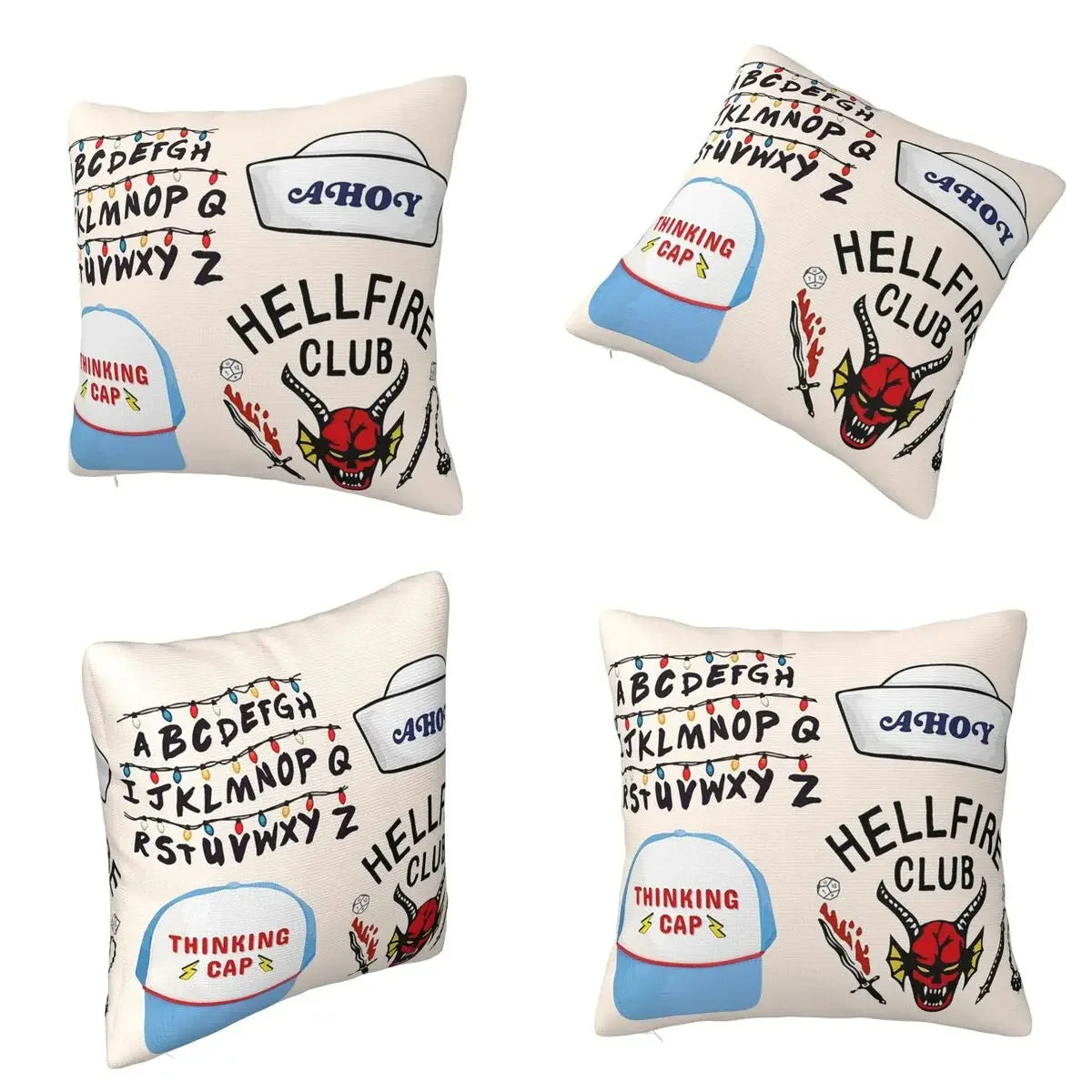 VIKAMA Stranger Sticker Square Throw Blanket  Zippered Throw Cover  Home Living Room Bedroom Sofa Decorative Cushion Cover