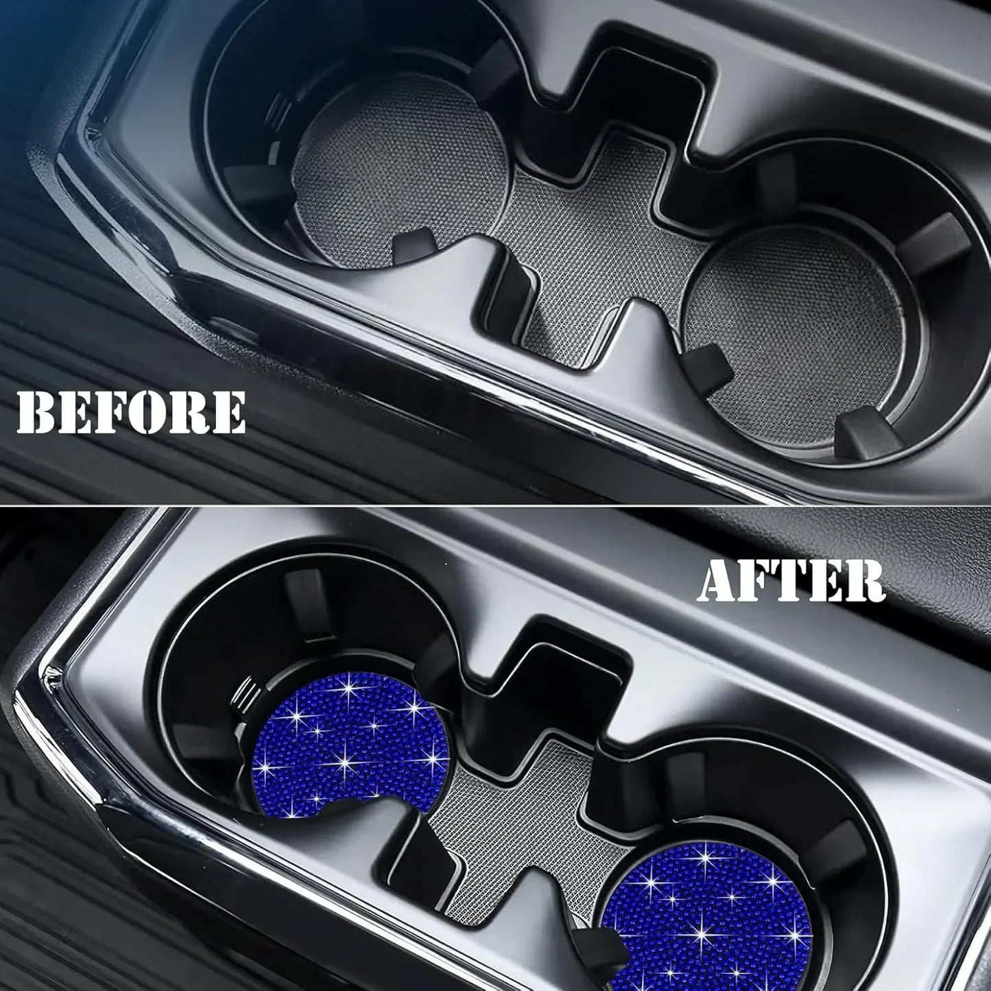 2pcs Bling Creative Auto Car Accessories For Woman Rhinestone Anti Slip Universal Cup Holder Diamond Car Coaster