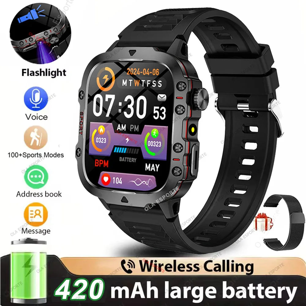 2025 New Rugged Military GPS Smart Watch Men Bluetooth Call Health Monitoring AI Voice Sport Waterproof Smartwatches For Android
