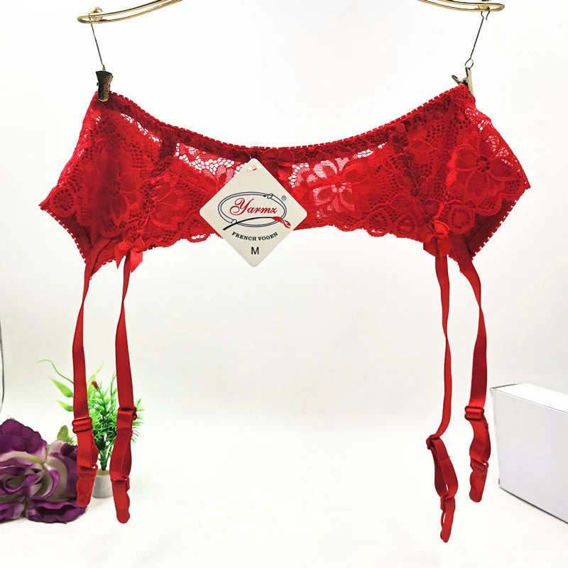 M L XL Plus Size Lingerie Women Sexy Lace Transparent Garters Belt Back Closure Adjustable Suspender Belt For Stockings
