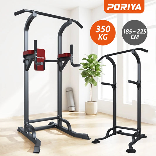 PORIYA Foldable Power Tower Chin Up Station Push Pull Up Bar Knee Raise Weight Dip Gym