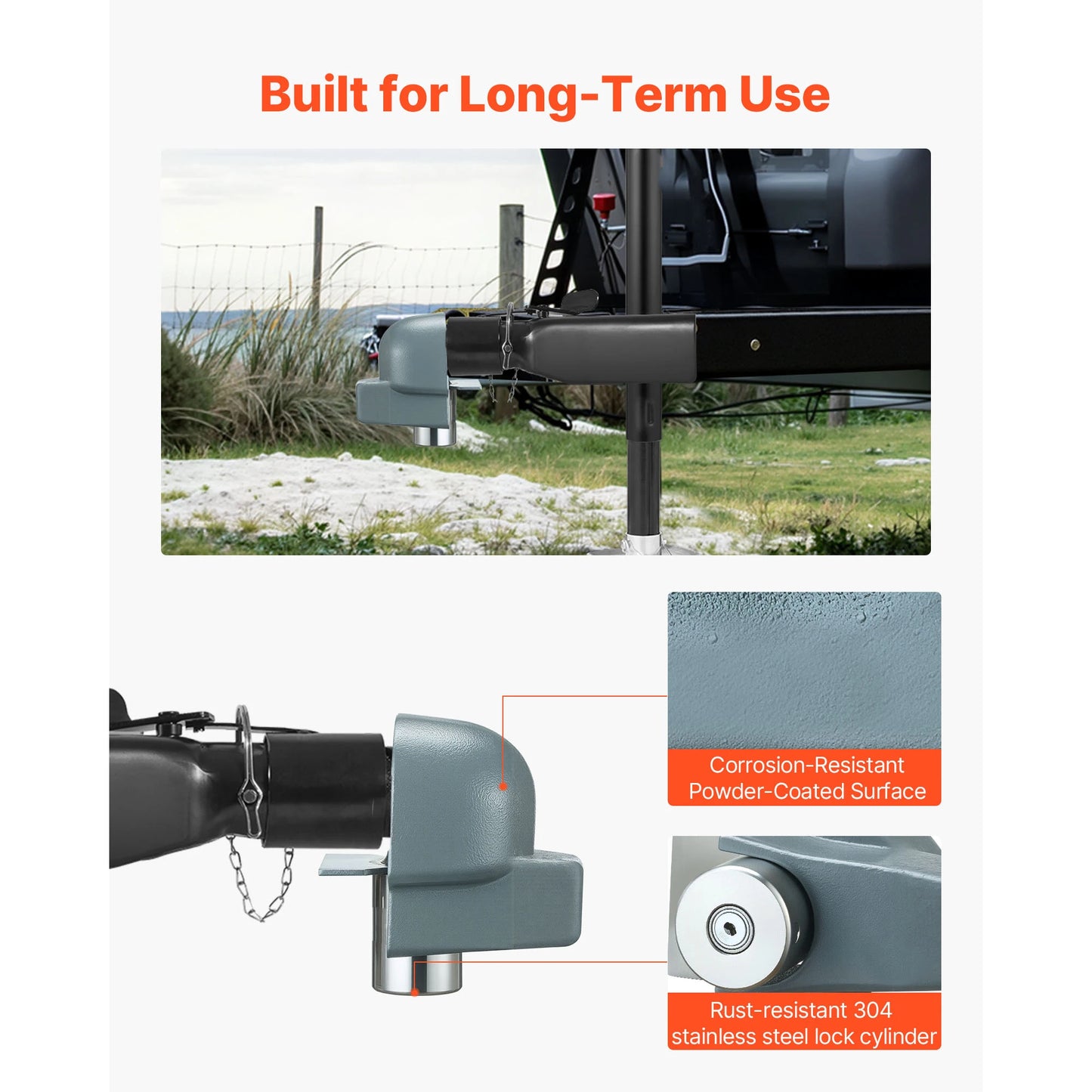SucceBuy Trailer Coupler Lock Fits 2-5/16in Cast/Bulldog Trailer Couplers RV Hitch Lock with 3 Keys & Coupler Ball Lock for Boat