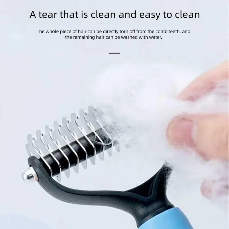 Pet Deshedding Brush Double Sided Pet Grooming Tool for Shedding and Dematting - Stainless Steel Dog Comb with Effective Results