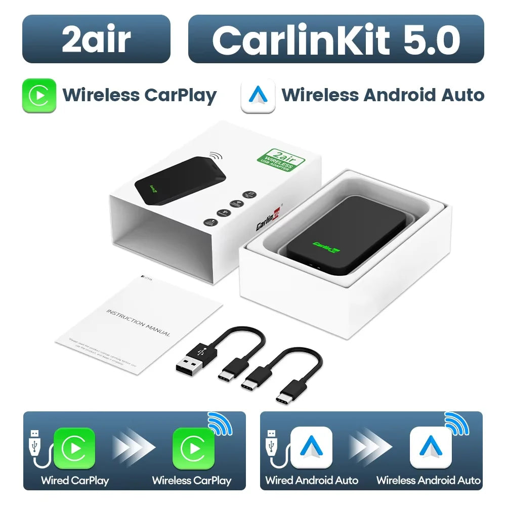CarlinKit 5.0 Mini Ultra Wireless Adapter Wireless CarPlay Android Auto For OEM Car Plug and Play WiFi Bluetooth Auto Connection