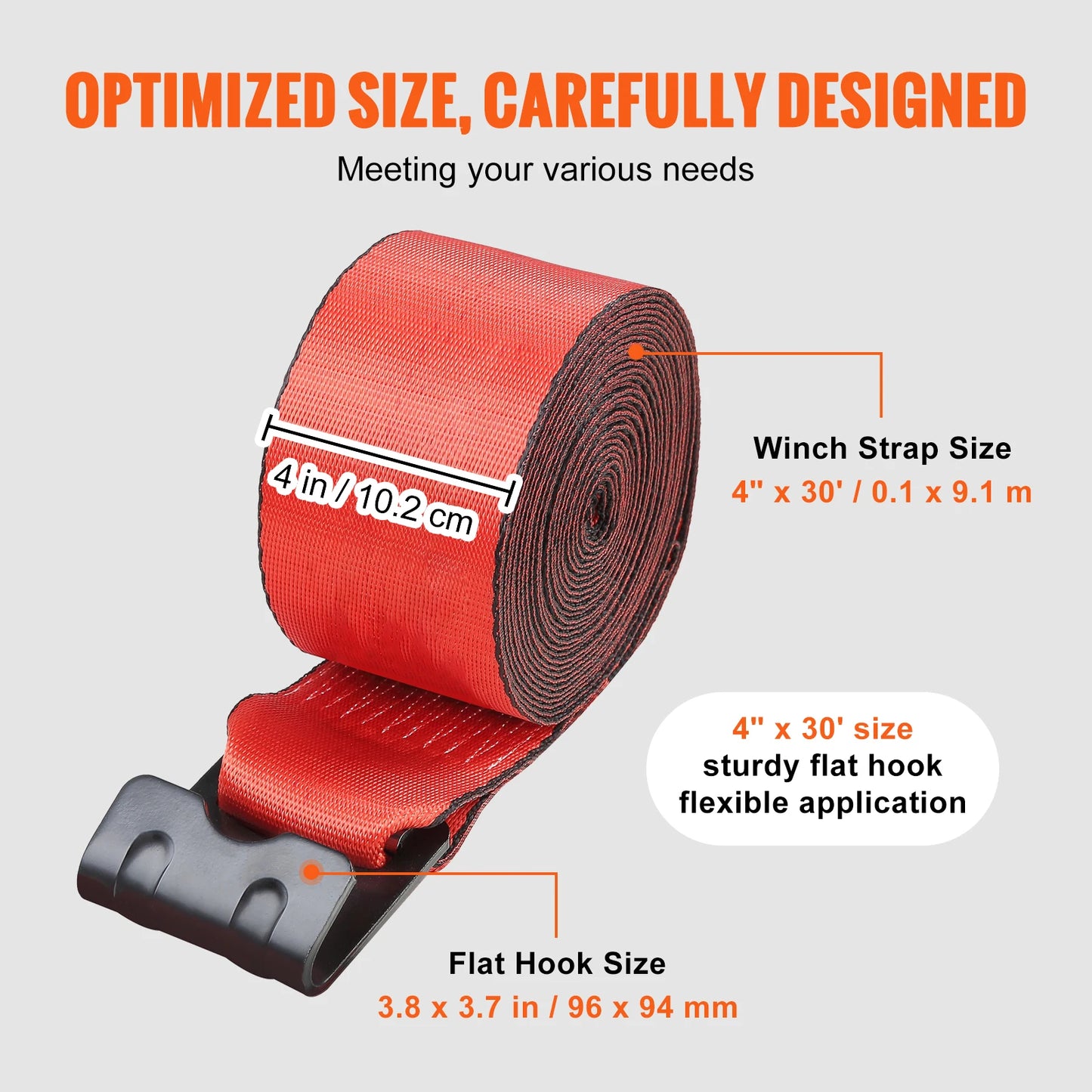 SucceBuy 10Pack Winch Straps Truck Straps with Flat Hook Flatbed Tie Downs Cargo Control for Trailers Farms Rescues Tree Saver