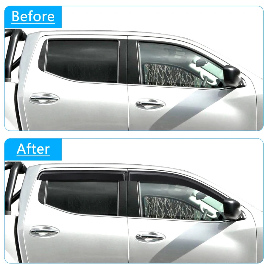 Window Visors Sun Rain Deflector Guard Weathershield For Nissan Navara Frontier NP300 2015-2025 Dual Cab Car Styling Accessories
