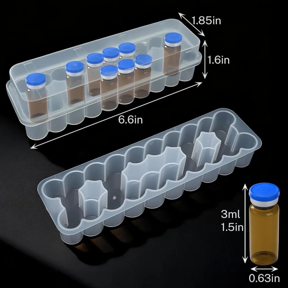 3/5/7/10mL Stackable Plastic Microtube Storage Box 2/10/24-Slot Vial Storage Case Clear Freezer Tube Box Refrigerator Organizer
