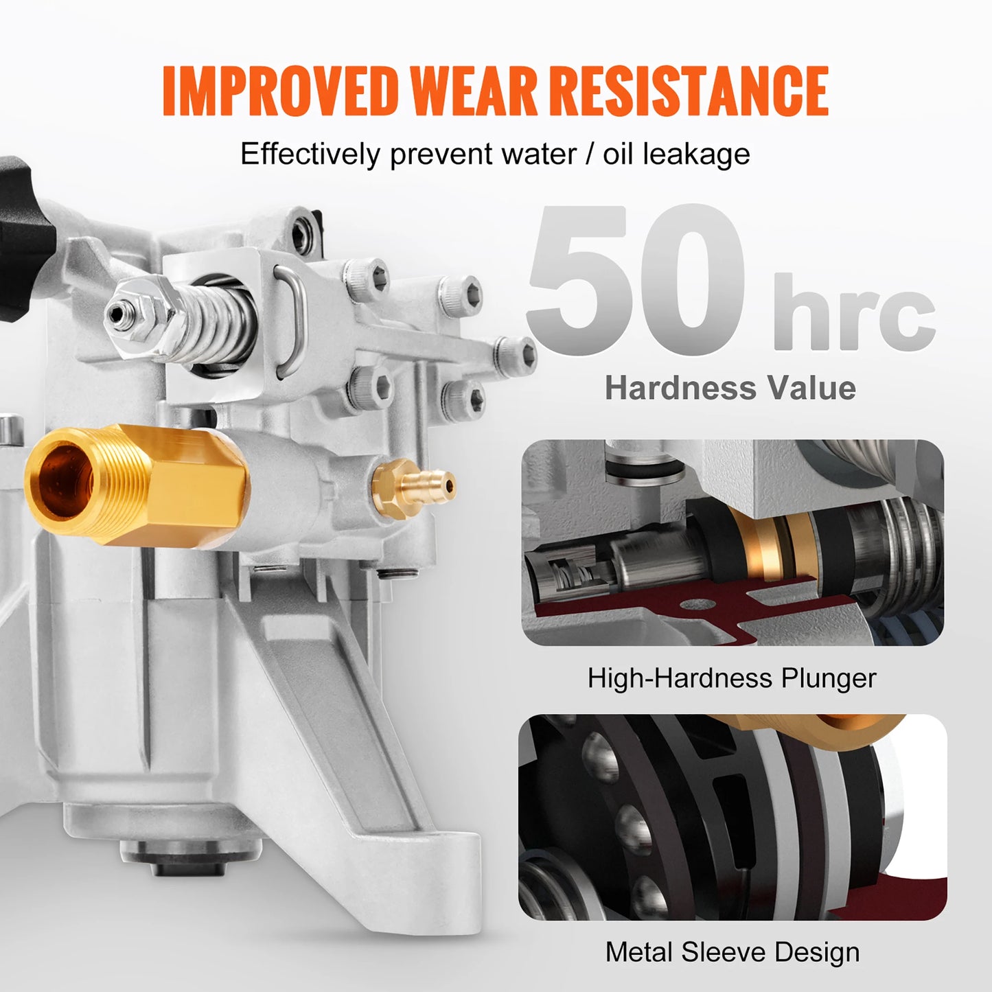 SucceBuy Pressure Washer Pump 7/8" Shaft Vertical 3400 PSI 2.5 GPM Replacement Power Washer Pumps Compatible with Honda, Simpson
