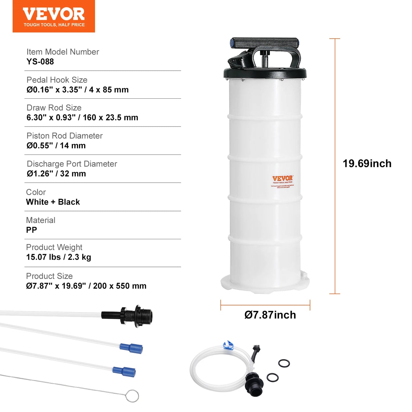SucceBuy 6.5LFluid Extractor Manual Hand-Operated Car Brake Oil Changer Tool with Hose Vacuum Fluid Oil Pump for Car Accessories