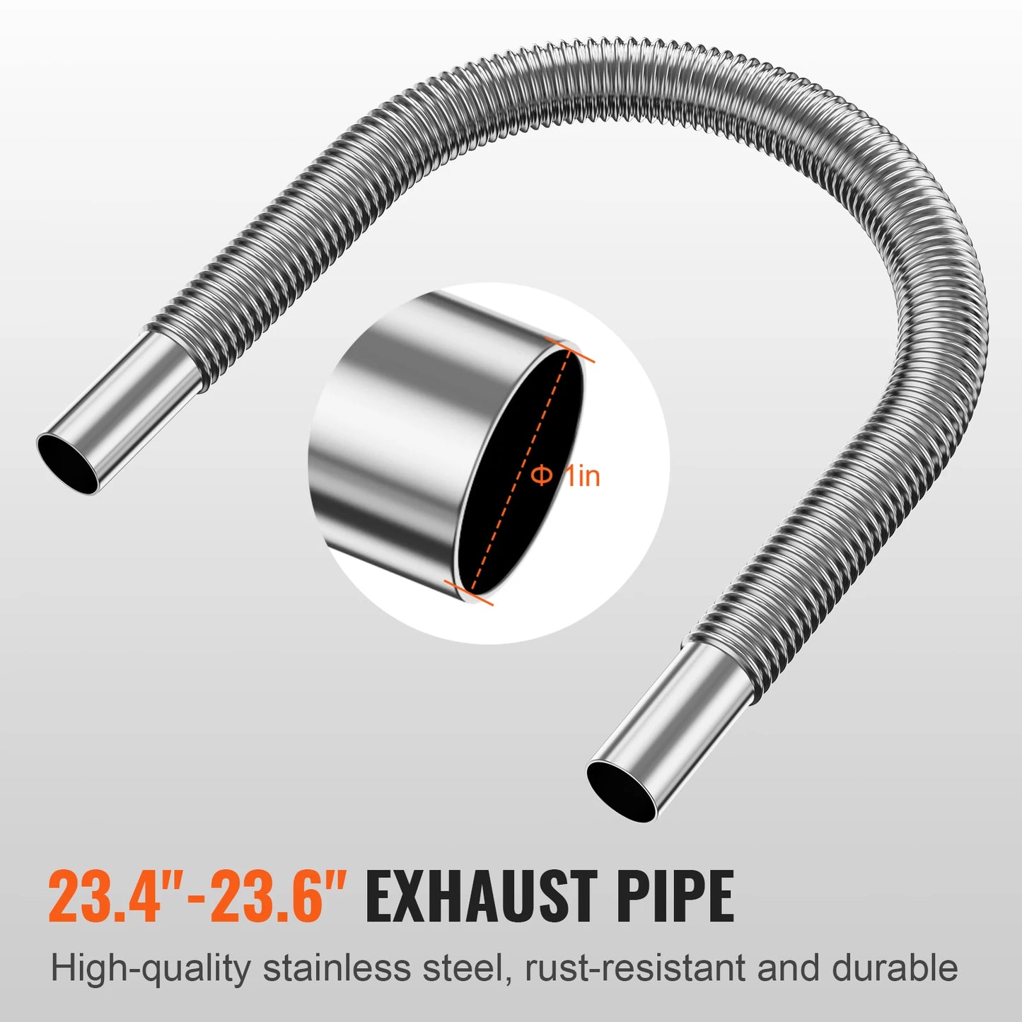 SucceBuy Diesel Heater Pipe Ducting Set 3" Extendable Air Duct Hose 1" Stainless Steel Exhaust Pipe 2 Air Vents Tee Air Outlet