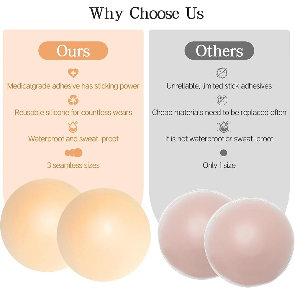 Silicone Nipple Covers Pasties Reusable Adhesive Seamless Sticky Bra Waterproof Invisible Boob Tape Breast Petals