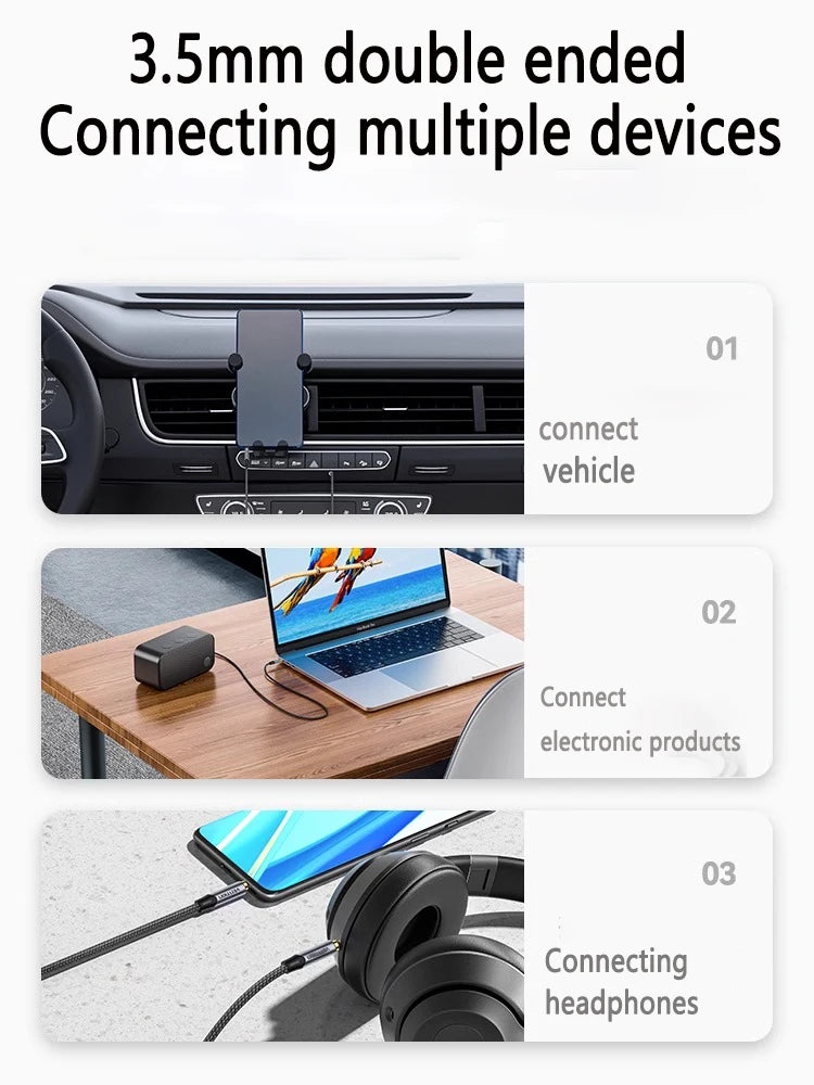 3.5mm Audio Cable Aux Cable Audio Input Adapter Male to Male AUX Cord Compatible with Car Stereos Speaker Headphones
