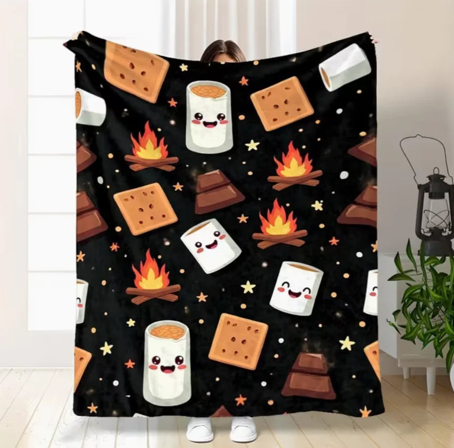 Themed Black and White Patchwork Quilt Cozy Blanket for Sofa, Geometric Patterns Including Plaid, Stars, Moons, Pumpki