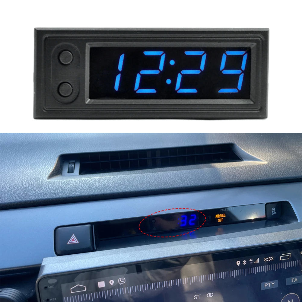 3 in 1 Car Temperature Clock LED Display Digital Clock Voltage Tester Luminous Electronic Clock Voltmeter Vehicle Interior Parts