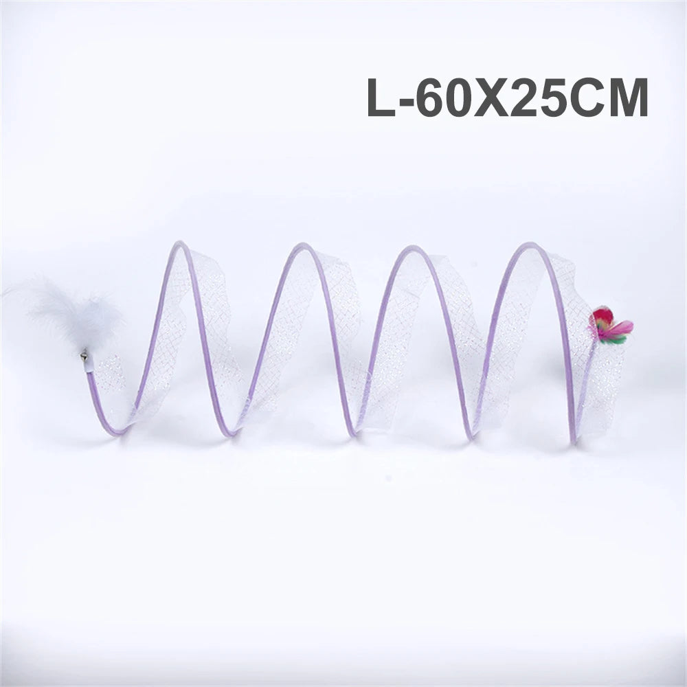 3PCS Cat Tunnel Collapsible Toy Feather Funny Exercise Indoor Ball Mouse Feather Toy