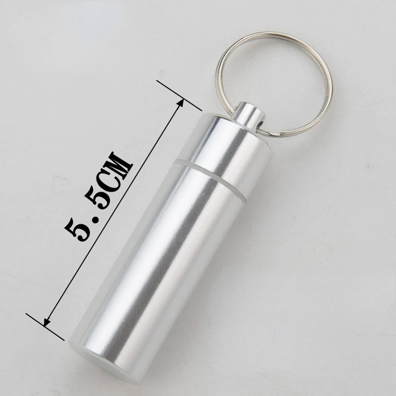 Waterproof Aluminum Pill Box Case Bottle Cache Drug Holder for Traveling Camping Container Keychain Medicine Box Health Care