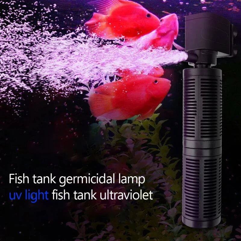 Mini Internal Filter for Small Turtle Tank & Fish Tank, Rainfall 3-in-1 Ultra-Quiet Oxygen Pump Aquarium Filter