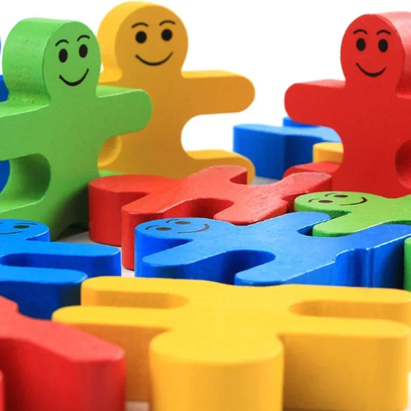 Wooden Balance Villain Blocks Montessori Toys For Toddlers,Education Stacking Toys For Fine Motor Skills-Sorting & Matching