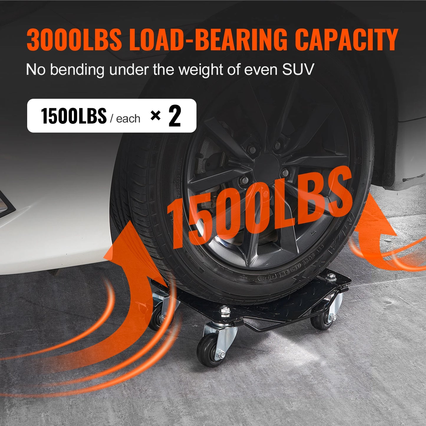 SucceBuy Car Tire Wheel Trolley Dollies 2/4PCS 1500lb Weight Capacity Vehicle Skate Moving Tire with 4Casters Auto Repair Mover