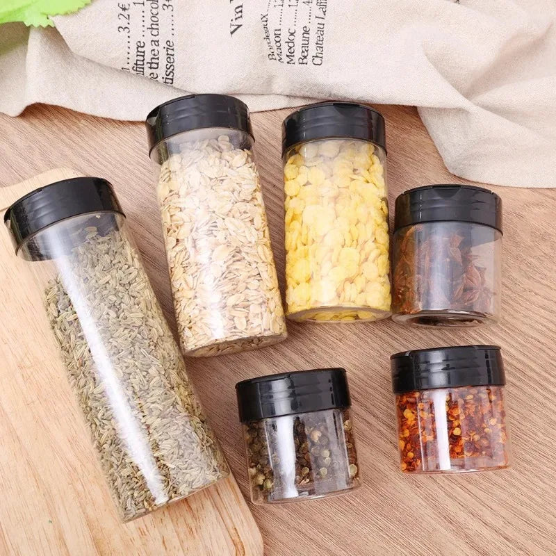 1/12x Plastic Spice Jars with Shaker Lids Transparent Safety Plastic Bottles for Home Kitchen Storing Spices Seasoning 2030