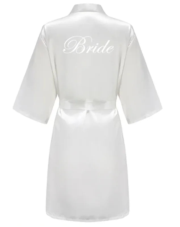 RB91 2017 Fashion Silk Bride of Mother Robe with Gold Letter Sexy Women Short Satin Wedding Kimono Sleepwear Get Ready Robe