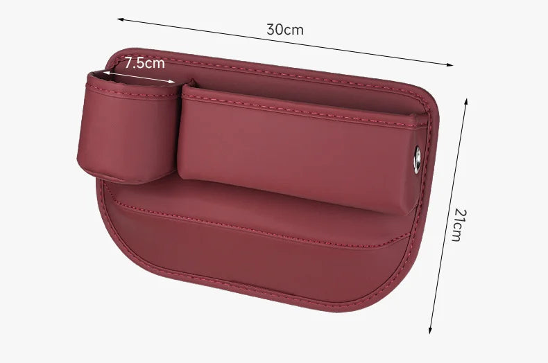 Leather Car Seat Gap Organizer Multifunction Console Crevice Filler Side Storage Box with Cup Holder Car Interior Storage Pocket