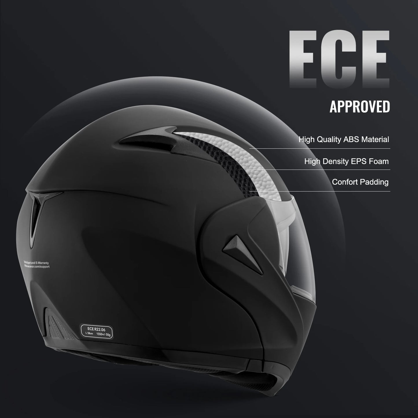 VEVOR Motorcycle Helmet, Unmasked, Smart Street ABS & High Density Helmet with Interchangeable Lens, Fit for Youth and Adults