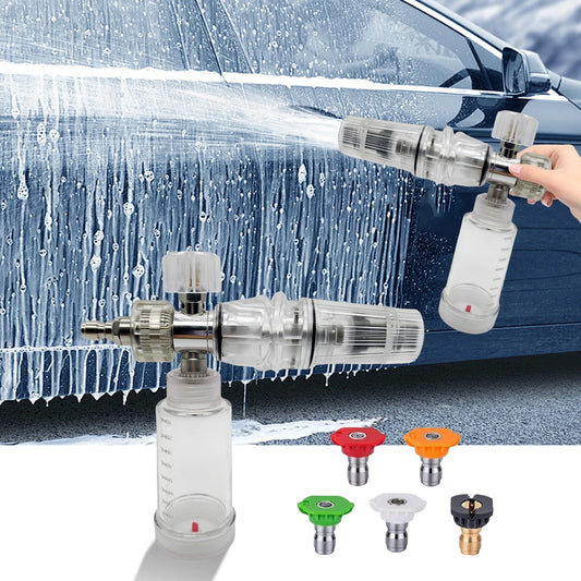 100ml Pressure Washer Gun Adjustable Car Wash Foam Sprayer with 5 Nozzle Tips Liquid Foam Sprayer for Cleaning Cars SUVs