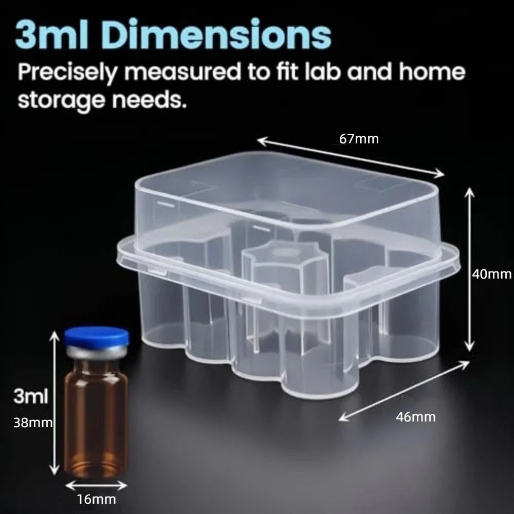 3/5/7/10mL Stackable Plastic Microtube Storage Box 2/10/24-Slot Vial Storage Case Clear Freezer Tube Box Refrigerator Organizer