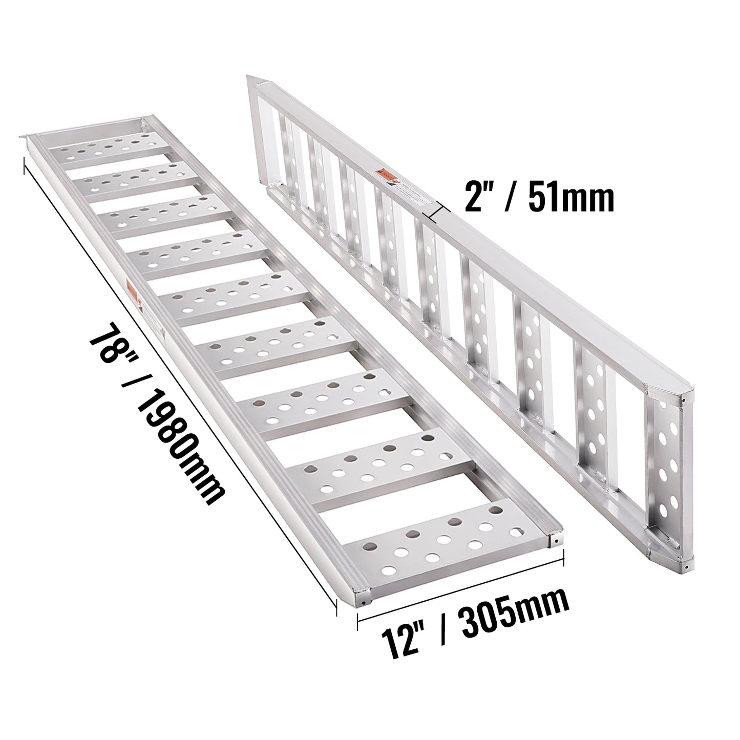 SucceBuy Aluminum Ramps 1250lbs Straight Ramp with Treads and Load Straps Portable Loading Ramp for Motorcycles ATVs Trucks 2Pcs