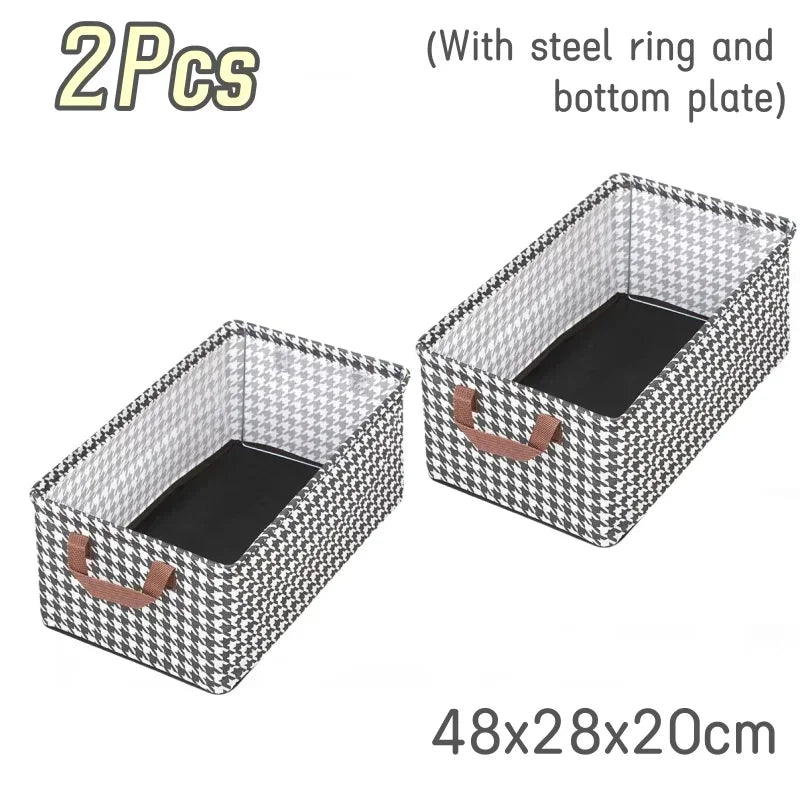 Extra Large Fabric Storage Bins Metal Frame Rectangle Clothes Pant Organizer Baskets Closet Storage with Carrying Handles