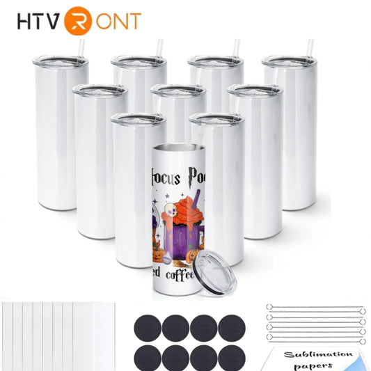 HTVRONT 16/24/48Pcs 20oz Straight Sublimation Tumblers Bulk Blank Stainless Steel Sublimation Tumbler with Sublimation Paper