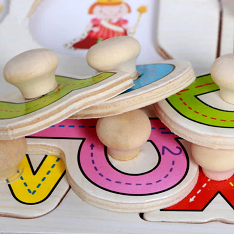 30cm Baby Toys Montessori Wooden Puzzle Hand Grab Board Educational Wood Puzzles for Kids Cartoon Animal Vehicle Gift for Child