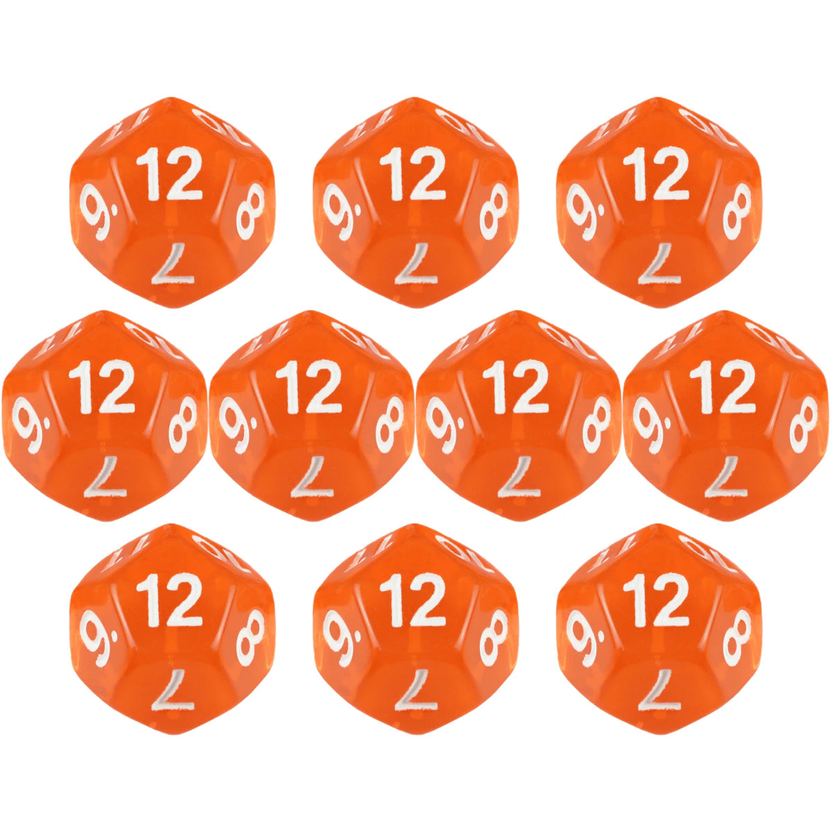 10pcs/set Polyhedral 12 Sided Dice Transparent D12 Dice for DND TRPG Table Game Entertainment Supplies