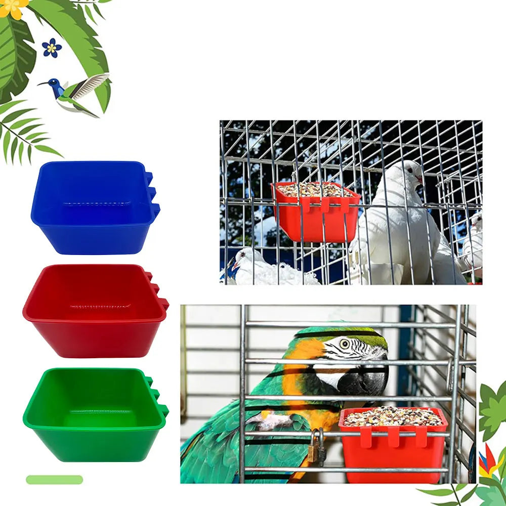 Chicken Cage Cups Hanging Feeding Cups Bird Food Bowls Bunny Cage Feeding Bowl for Pet Parrot Poultry Pigeon Wire Cage