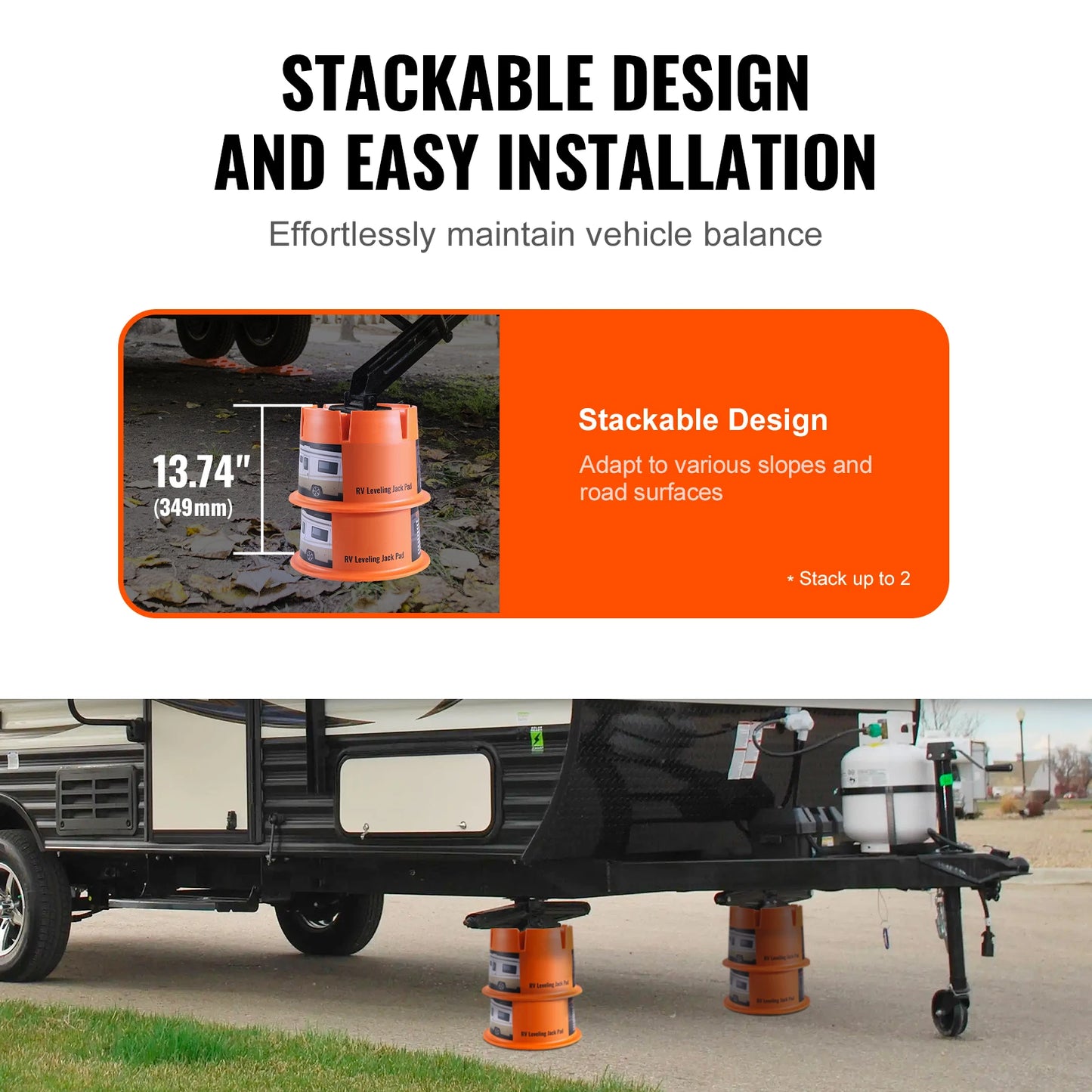 SucceBuy Trailer Jack Block 2000lbs Capacity per RV Leveling Block High-quality Polypropylene RV Camper Stabilizer Blocks 2Pack