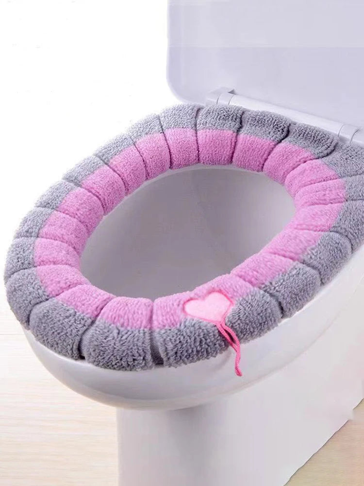 1pcs Thicker Bathroom Toilet Seat Cover Pads Soft Comfortable Toilet Seat Cushion Cover Stretchable Toilet Seat Warmer Easy Inst