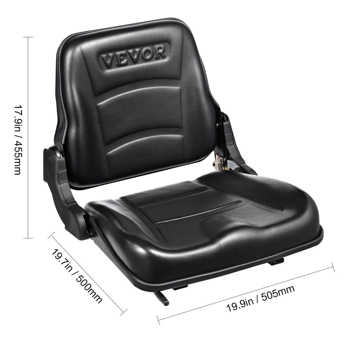 SucceBuy Universal Forklift Seat Fold Down Tractor Seat Comfortable Forklift Seat with Adjustable Angle Back and Micro Switch