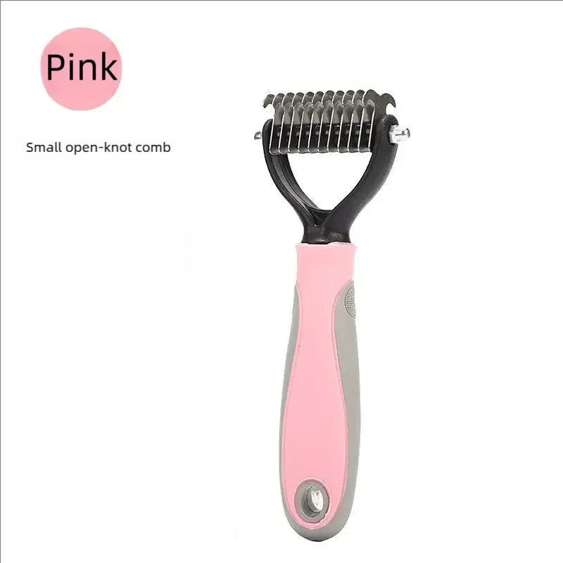 Pet Deshedding Brush Double Sided Pet Grooming Tool for Shedding and Dematting - Stainless Steel Dog Comb with Effective Results