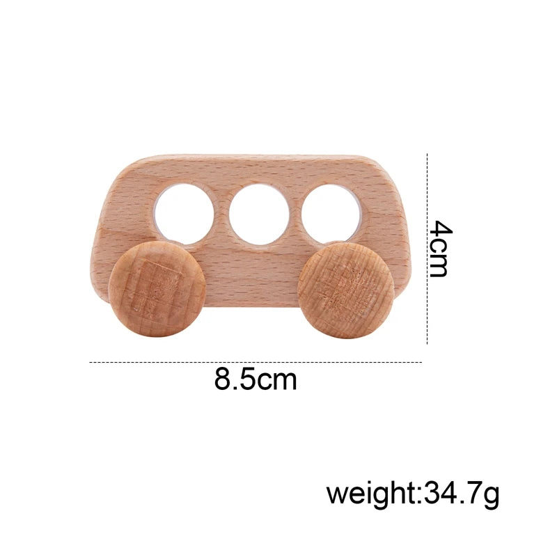 1pc Baby Wooden Car Toys Beech Stacking Blocks Cartoon Educational Montessori Toys For Children Teething Baby Birthday Gifts