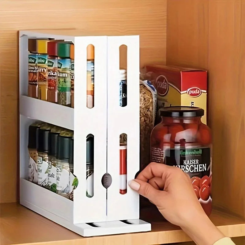 1 PC spice storage rack,90 degree swivel item storage rack, countertop 2 tier storage rack,small storage and organizer rack 2030