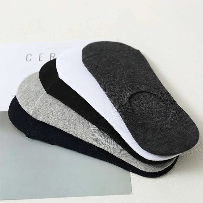 5 Pairs Women's silicone invisible Boat Socks  Summer Solid Color Ankle Boat Socks Female Soft Cotton Slipper Socks 35-40 EUR