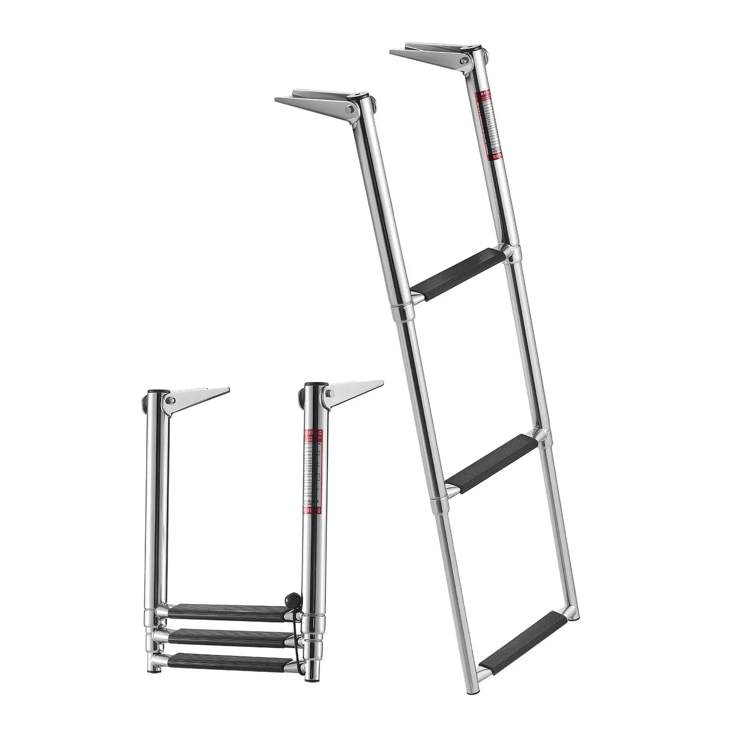 SucceBuy 3/4 Steps Boat Ladder Stainless Steel 600/900 lbs Telescoping Folding Swim Deck Ladder with Anti-Slip Steps for Yacht